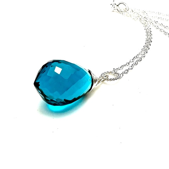 Handcrafted Sterling Silver Paraiba Tourmaline Pendant, October Birthstone - Picture 7 of 8